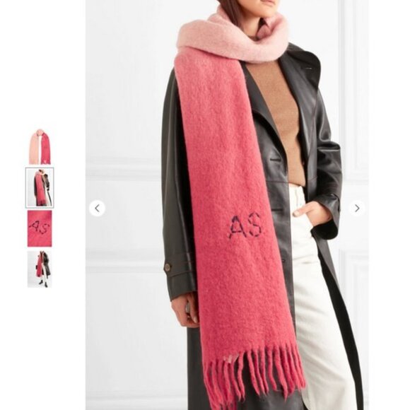 Acne Studios Accessories - Acne Studios Ombré Mohair Blend Fringe Scarf - Pink